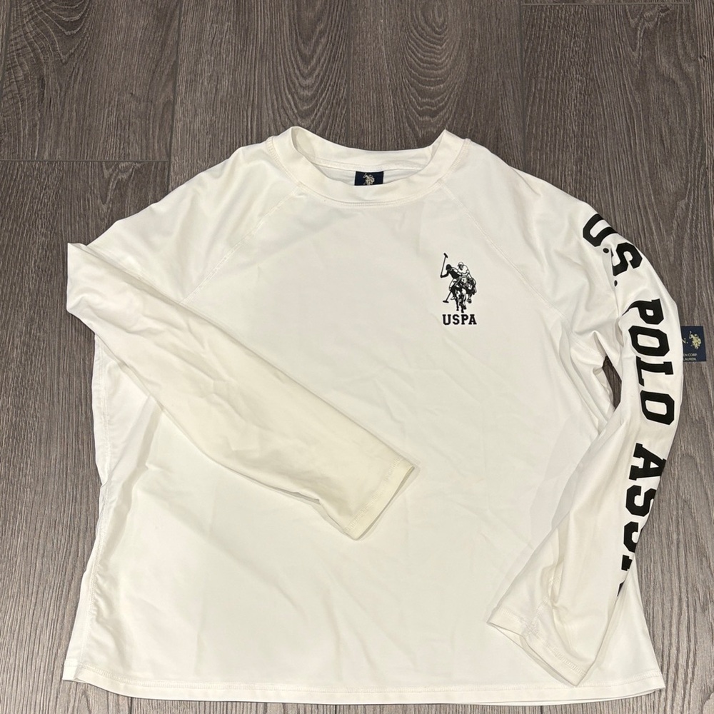 U.S. Polo Assn. Youth White Long Sleeve Tee with Black Logo